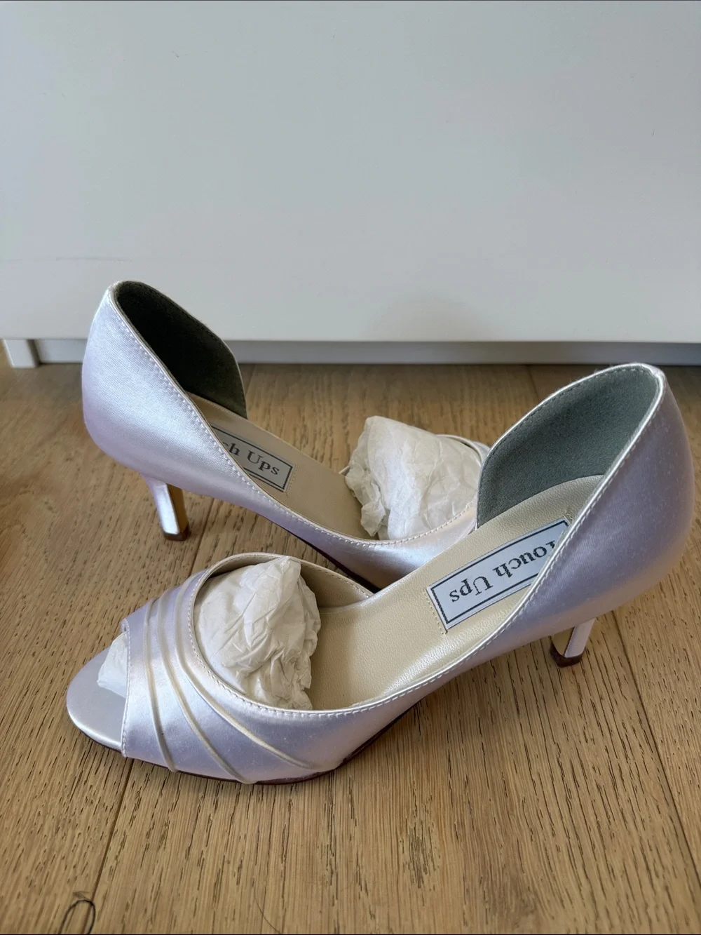 Satin white wedding heels